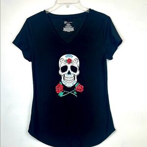 No Boundaries Black Graphic Skull T-Shirt